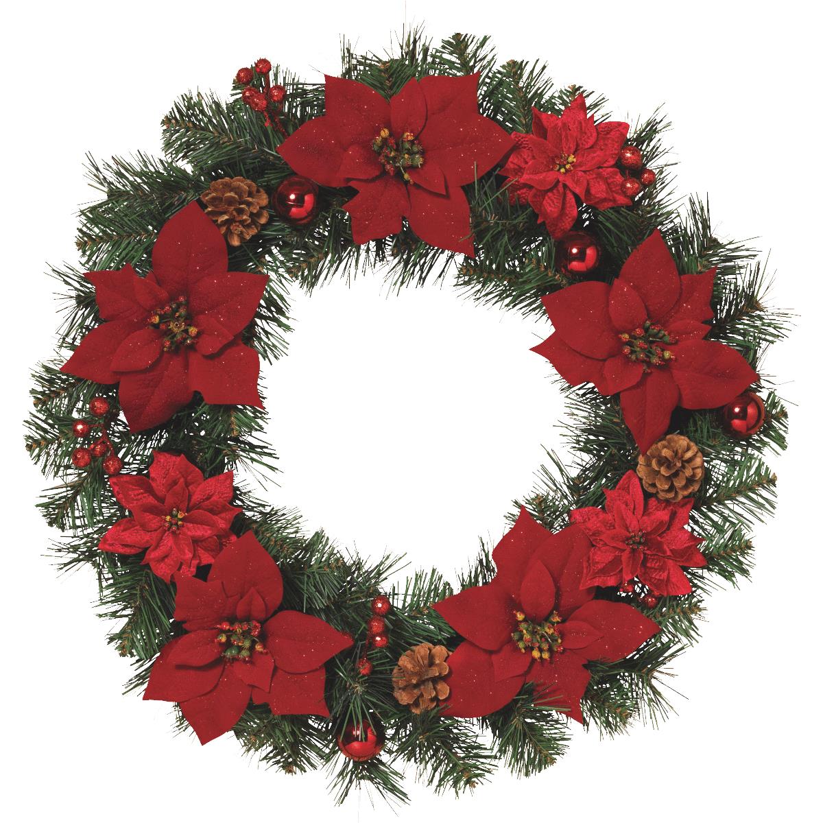 24" RED POIN WREATH