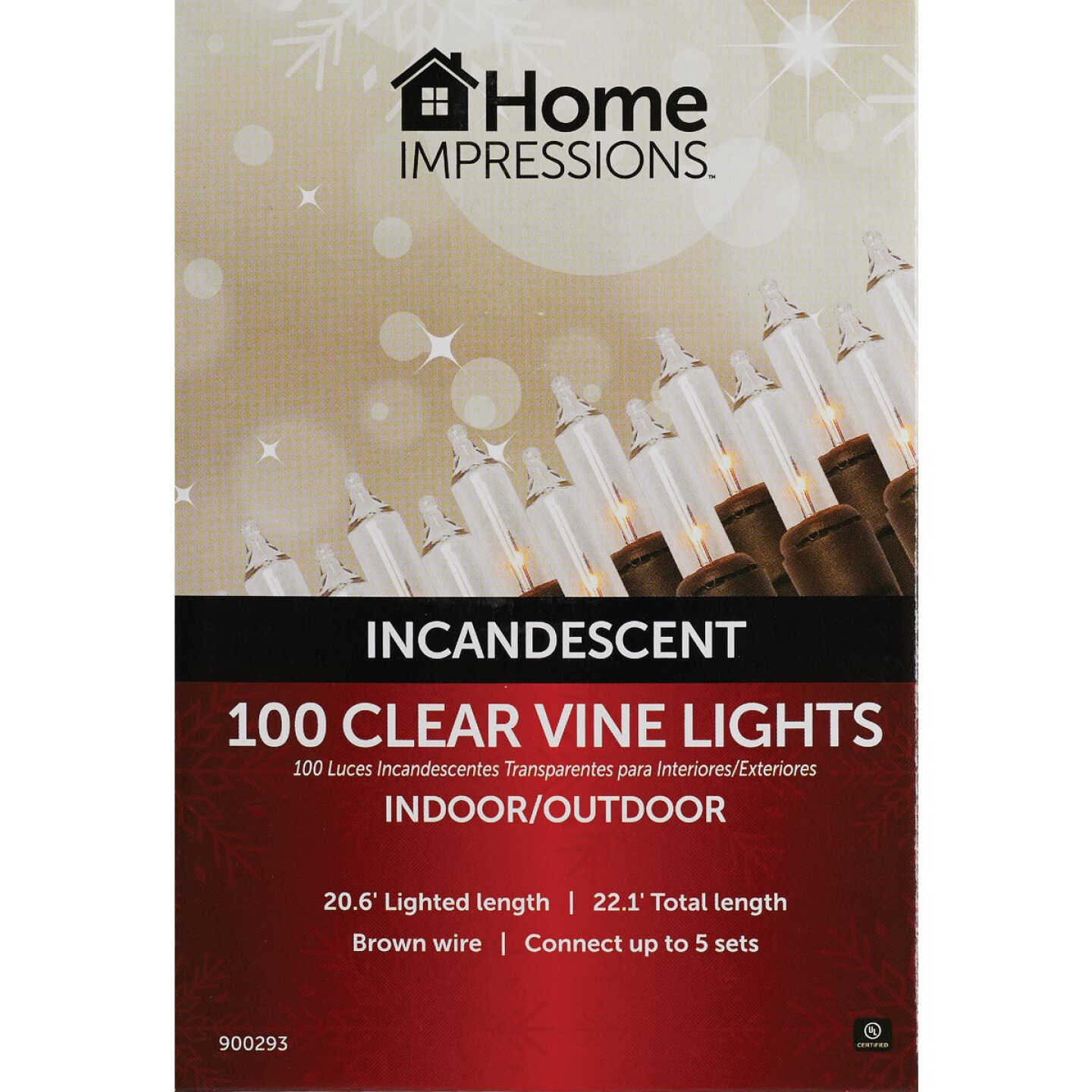 Home Impressions Clear 100-Bulb Mini Incandescent Vine Light Set with Brown Wire Image 1