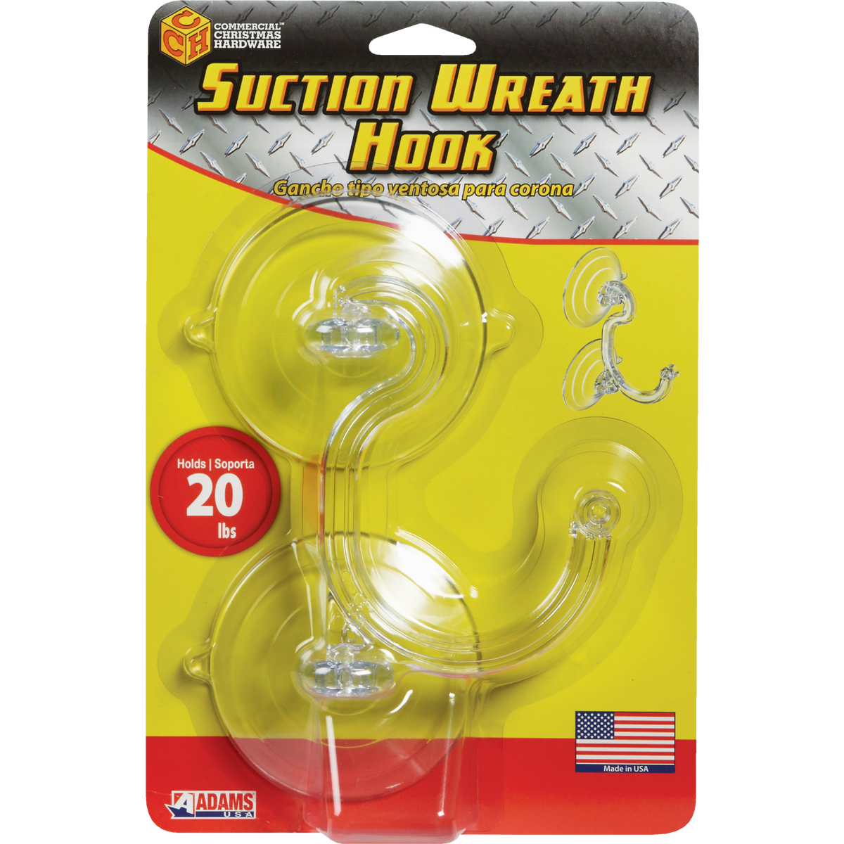 Commercial Christmas Hardware Giant 3 In. 20 Lb. Holding Capacity Double Suction Cup Wreath Hook Image 2