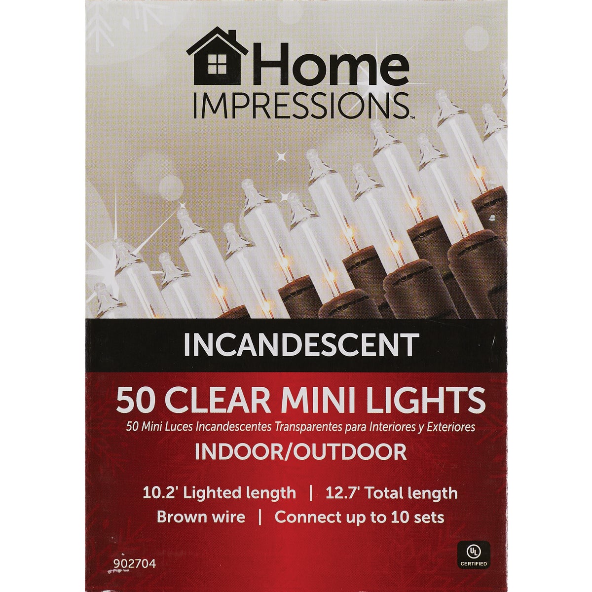 Home Impressions Clear 50-Bulb Mini Incandescent Light Set with Brown Wire Image 2