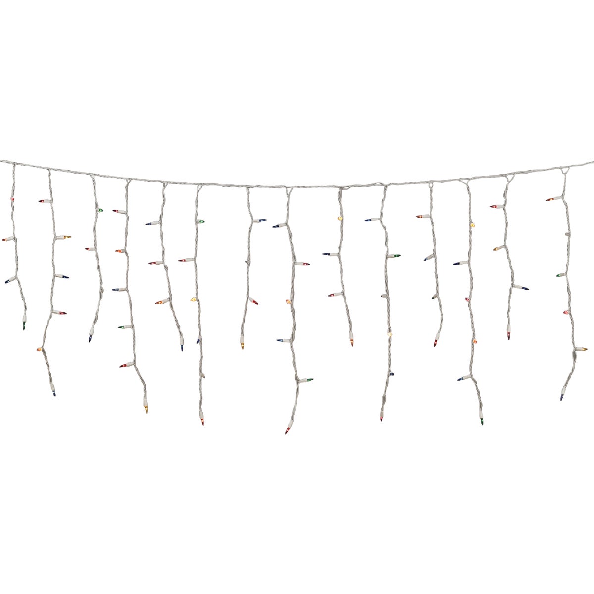 J Hofert Multi 100-Bulb Mini Incandescent Icicle Light Set with White Wire