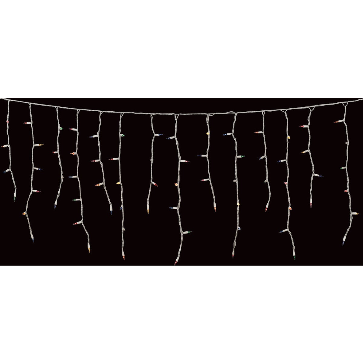 J Hofert Multi 100-Bulb Mini Incandescent Icicle Light Set with White Wire Image 4
