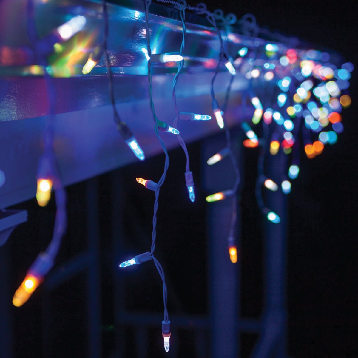 J Hofert Multi 150-Bulb Heavy-Duty Mini Incandescent Icicle Light Set with White Wire Image 3