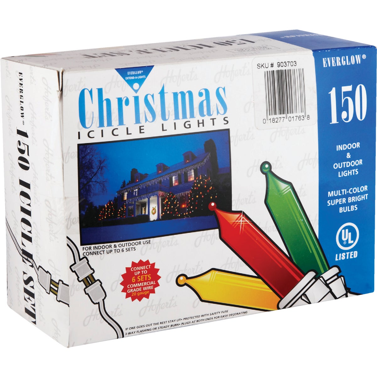 J Hofert Multi 150-Bulb Heavy-Duty Mini Incandescent Icicle Light Set with White Wire Image 4