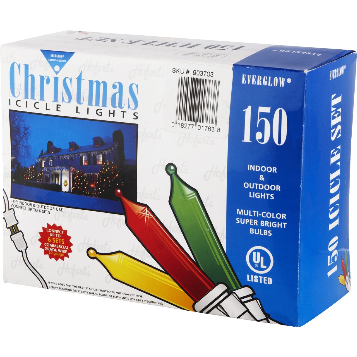 J Hofert Multi 150-Bulb Heavy-Duty Mini Incandescent Icicle Light Set with White Wire Image 6