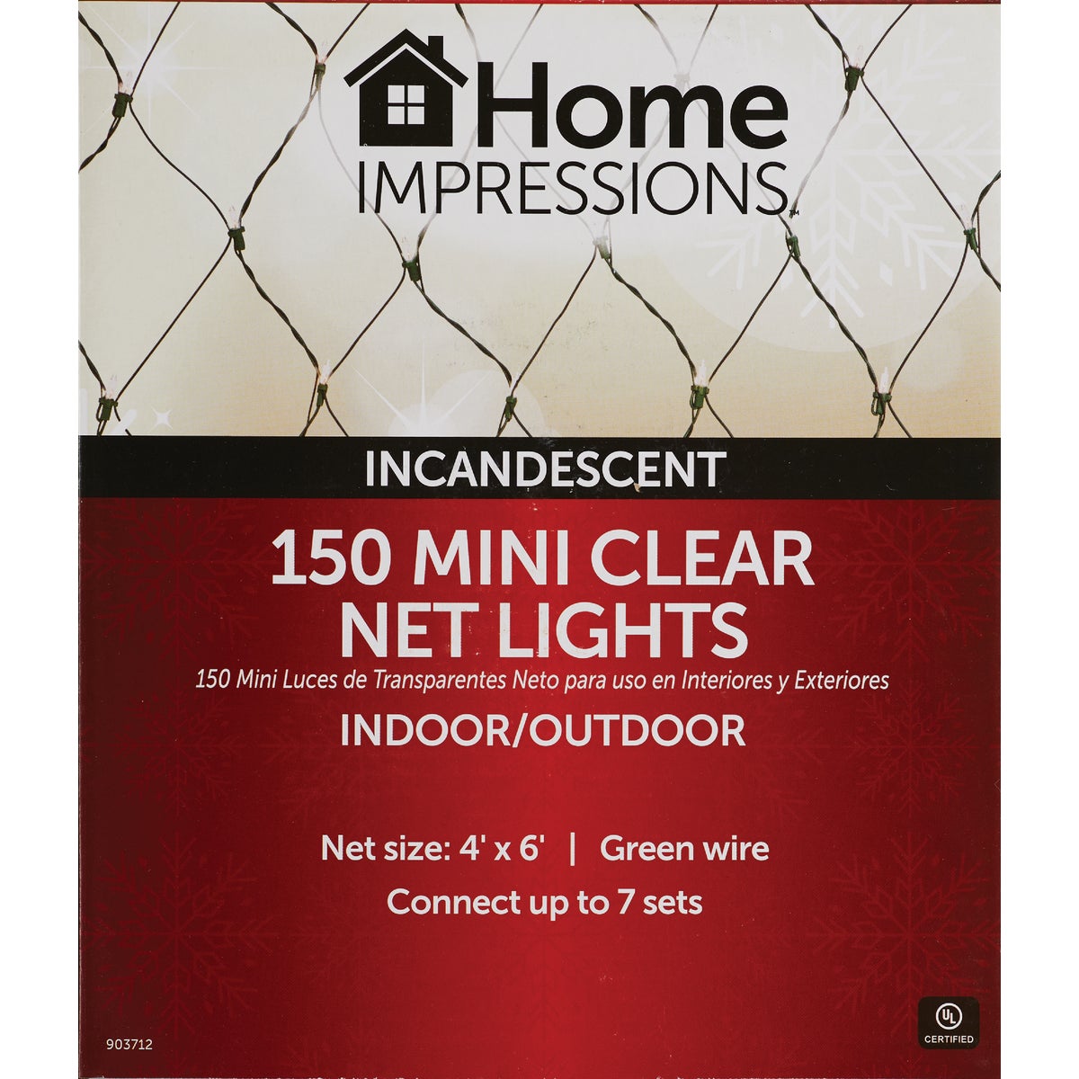 Home Impressions Clear 150-Bulb Mini Incandescent 4 Ft. x 6 Ft. Heavy-Duty Net Light Set Image 3