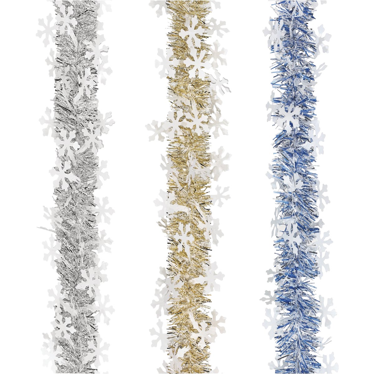 Holiday Trims 12 Ft. White Snowflake Garland Assortment