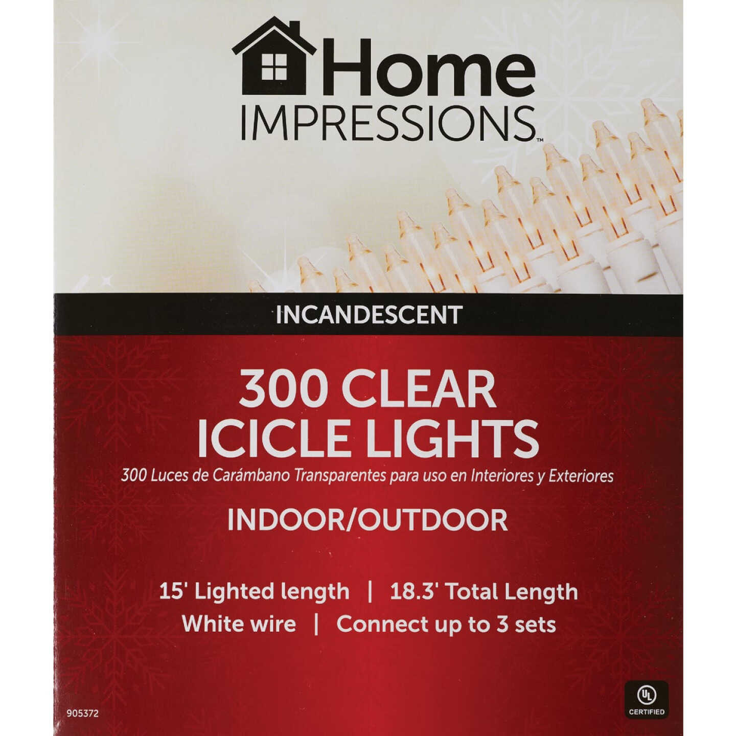 Home Impressions Clear 300-Bulb Mini
Incandescent Icicle Light Set with
White Wire Image 3