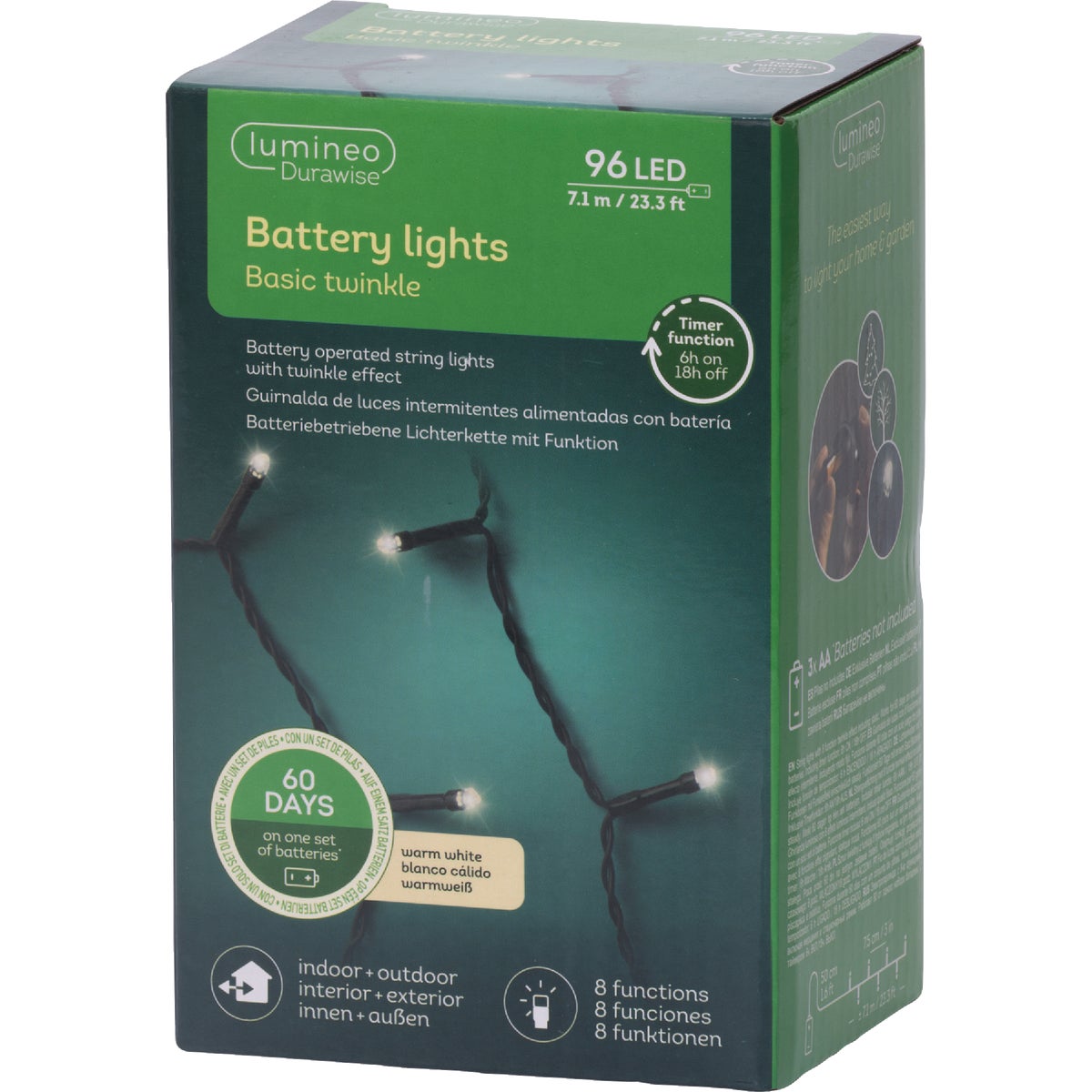 Lumineo Durawise 23.3 Ft. Warm White LED Battery Operated Light Set