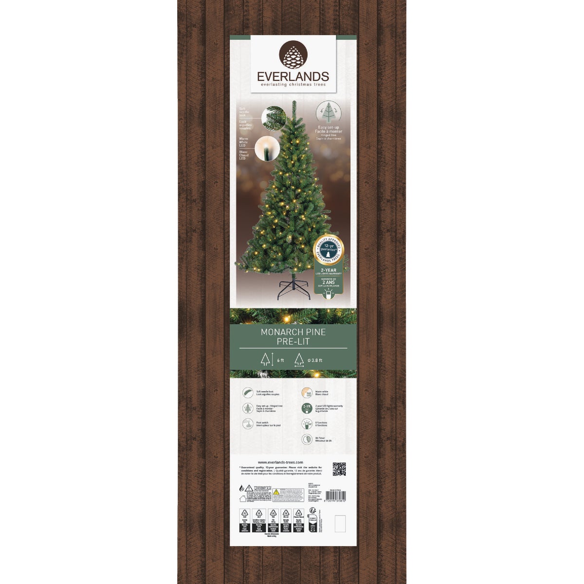 Everlands 6 Ft. Warm White LED Monarch Pine Christmas Tree Image 4