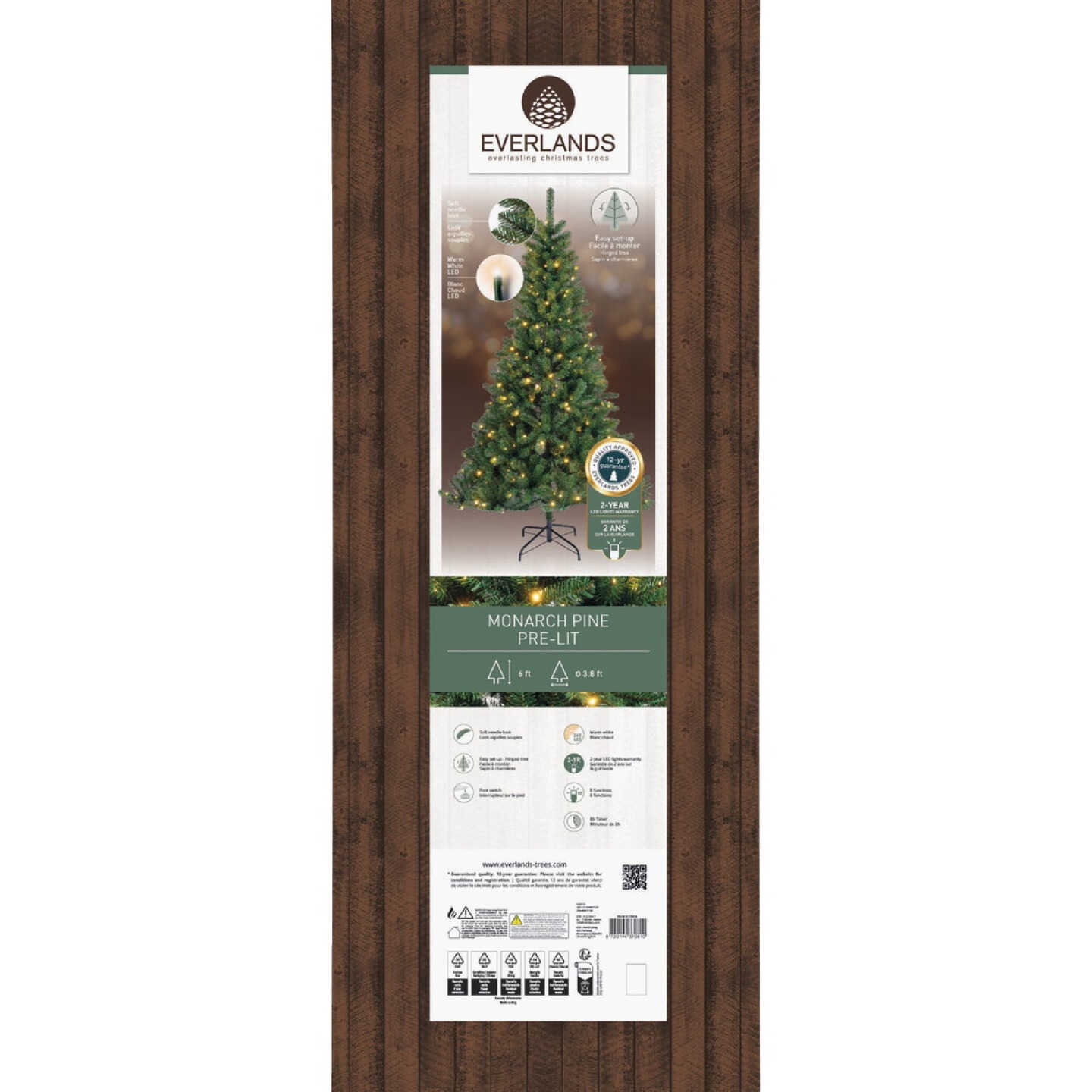 Everlands 6 Ft. Warm White LED Monarch Pine Christmas Tree Image 4