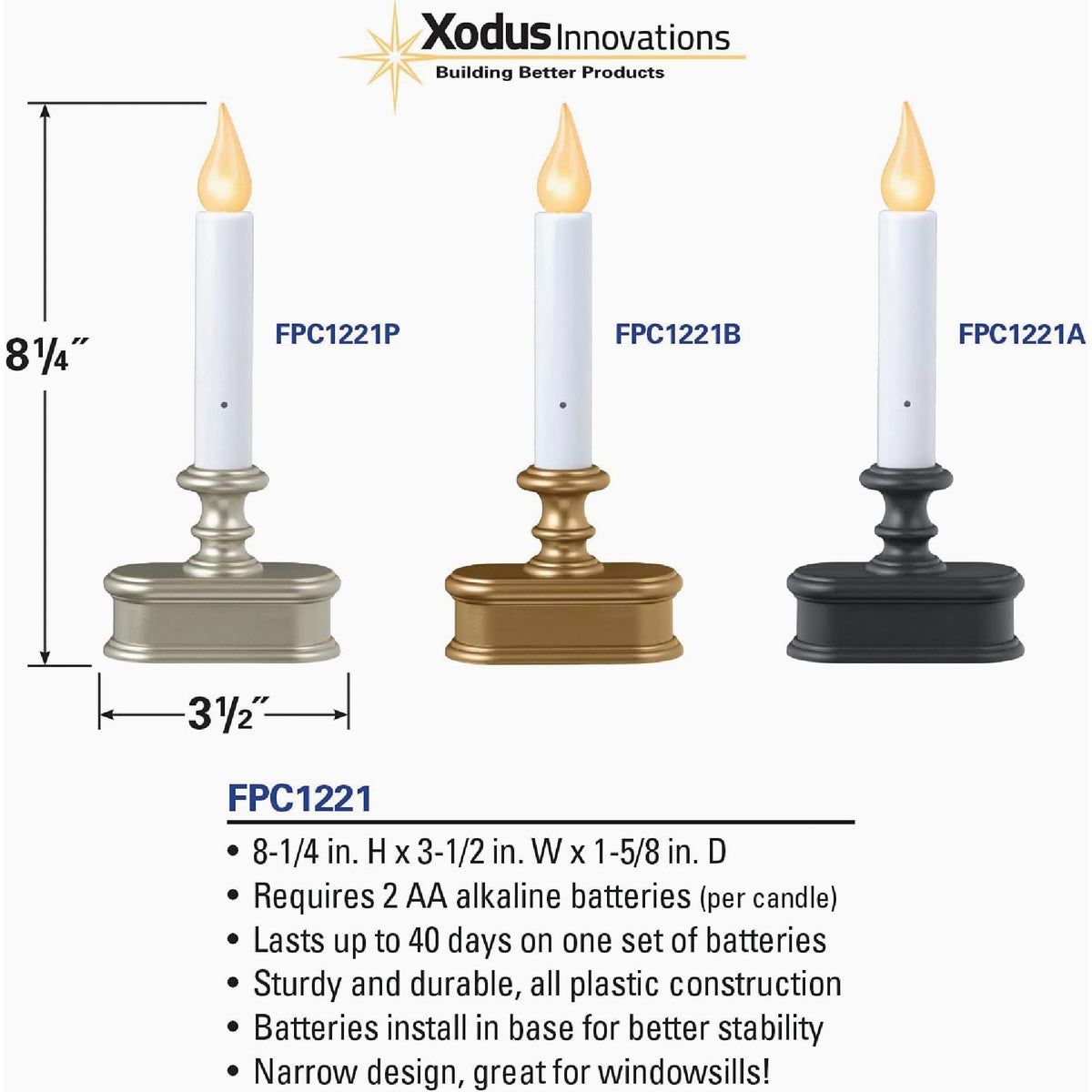 Xodus 3.5 In. W. x 8.5 In. H. x 2 In. D. Aged Bronze Flickering LED Battery Operated Candle Image 4