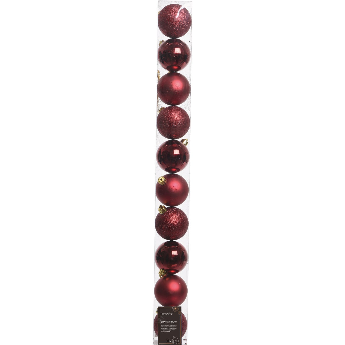 Holiday Wonderland 2.4 In. Shatterproof Oxblood Bauble Christmas Ornament (10-Pack)