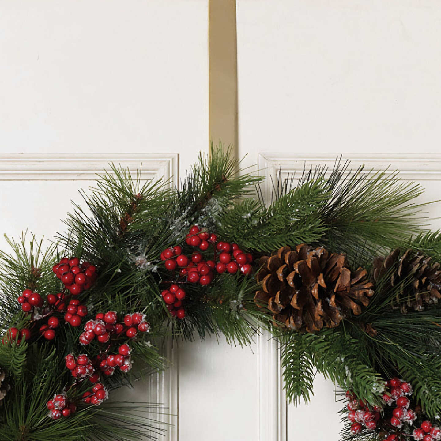 Gerson 12 In. Metal Over-The-Door Gold Wreath Hanger Image 1