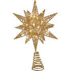 Kurt Adler 11 In. 60 Warm White Twinkling LED Gold Starburst Treetop Image 1