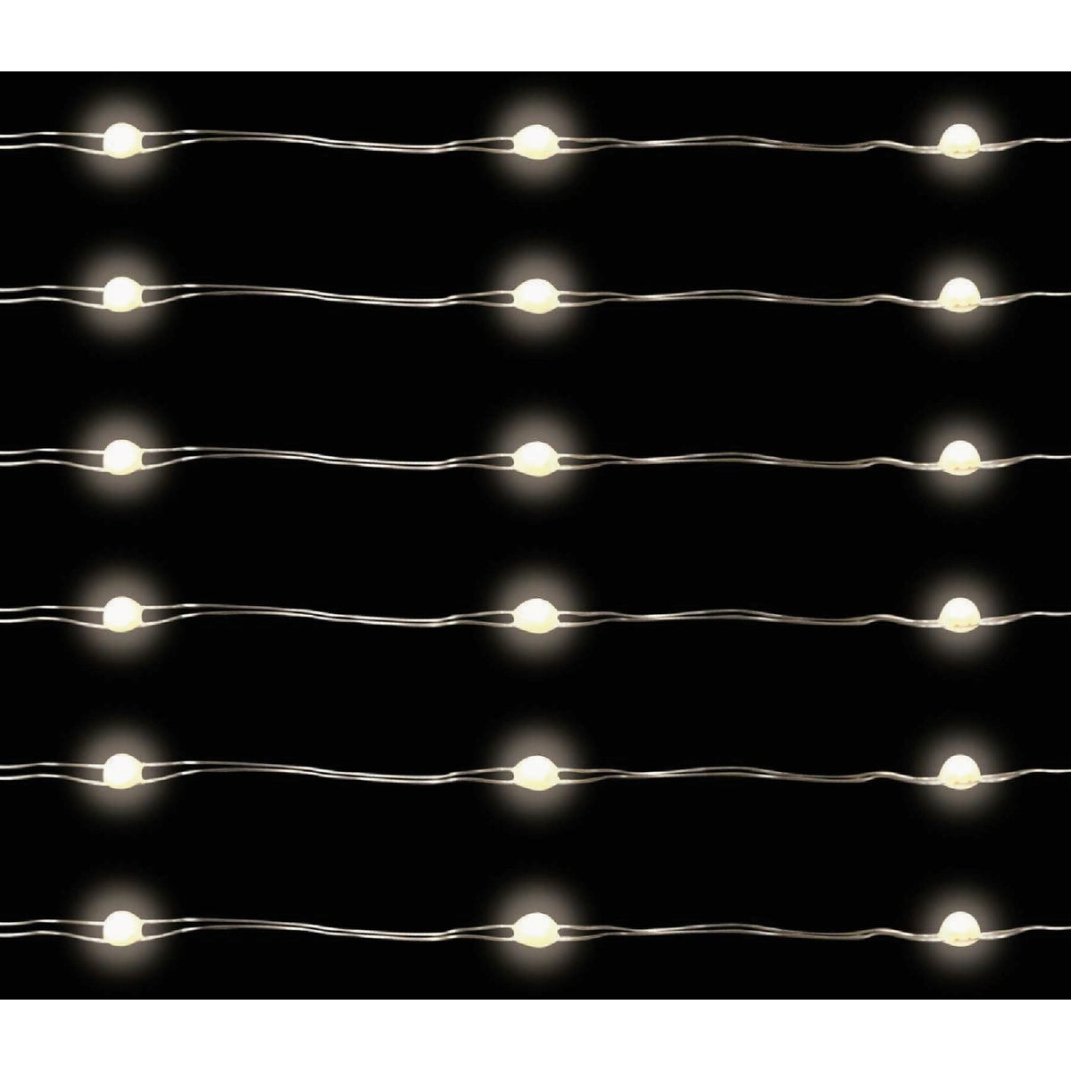 Holiday Bright Lights 50-Bulb Pure White Big Seed Micro LED Battery Operated Light Set with Silver Wire Image 2