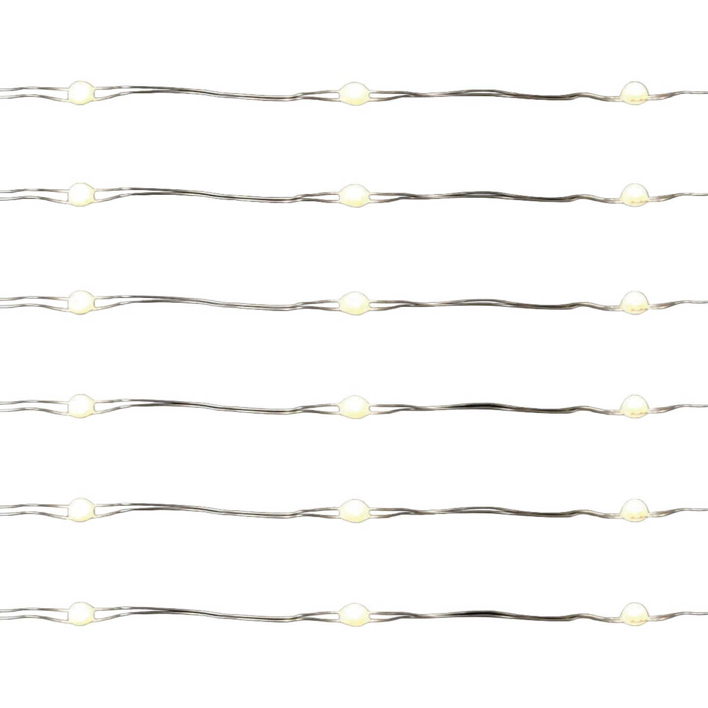 Holiday Bright Lights 50-Bulb Pure White Big Seed Micro LED Battery Operated Light Set with Silver Wire Image 1