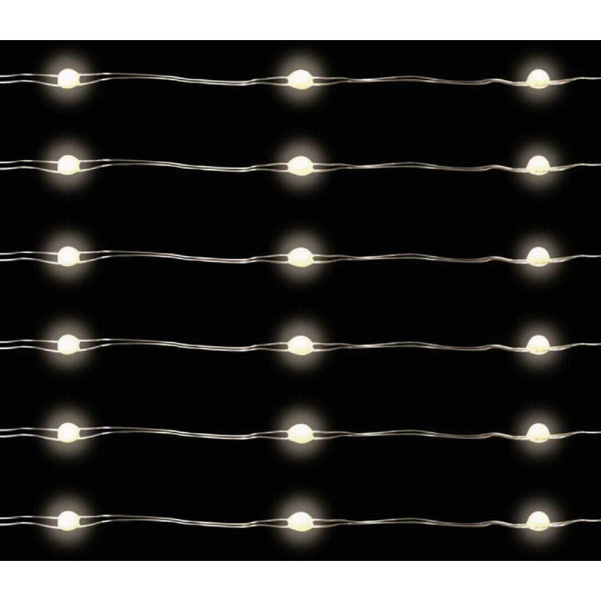 Holiday Bright Lights 100-Bulb Pure White Big Seed Micro LED Battery Operated Light Set with Silver Wire Image 2