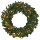 Holiday Wonderland 24 In. 50-Bulb Warm White LED PVC Mixed Needle Wreath Image 1