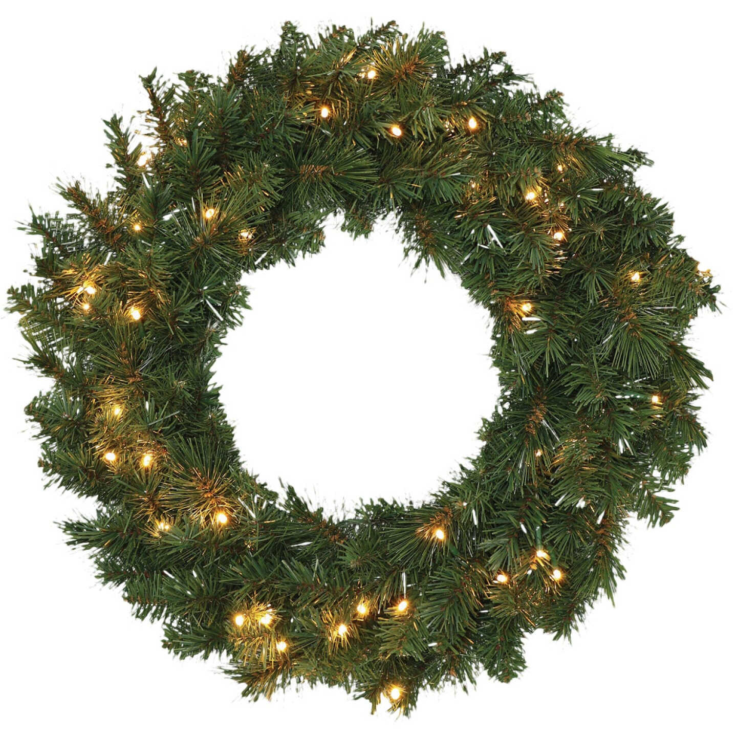 Holiday Wonderland 24 In. 50-Bulb Warm White LED PVC Mixed Needle Wreath Image 1
