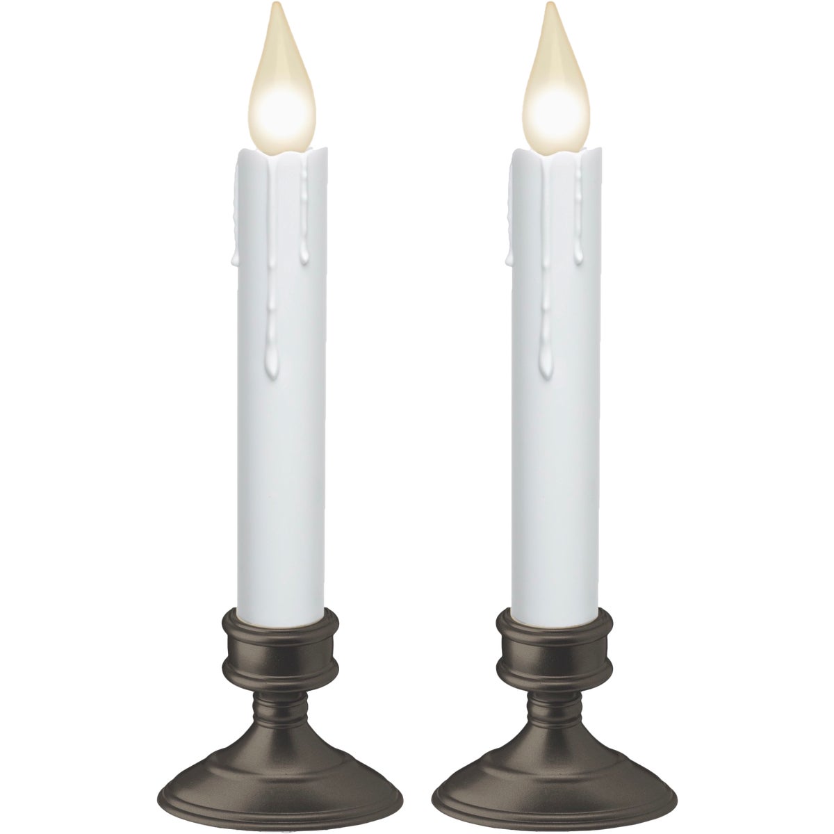 Xodus 2.5 In. x 8 In. H. x 1.5 In. D. Aged Bronze Base Battery Operated Hot Spot Candle with 6 Hour Repeating Timer (2-Pack)