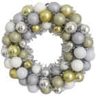 Youngcraft 16 In. Silver, White, & Champagne Shatterproof Ornament Wreath Image 1