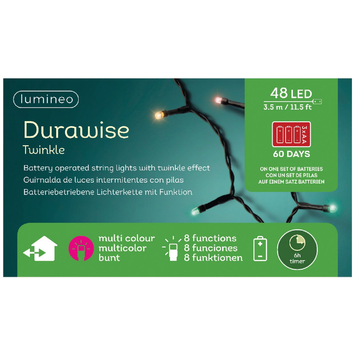 Lumineo Durawise Multi 48-Bulb 3mm LED Battery Operated Light Set Image 2