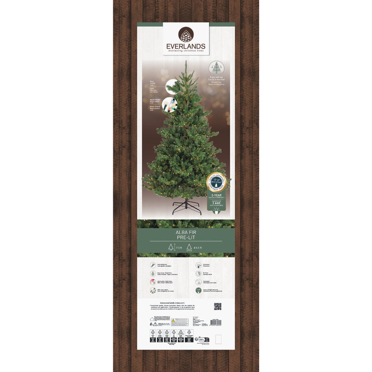 Everlands 7.5 Ft. Warm White/Multi LED Alba Fir Christmas Tree Image 2