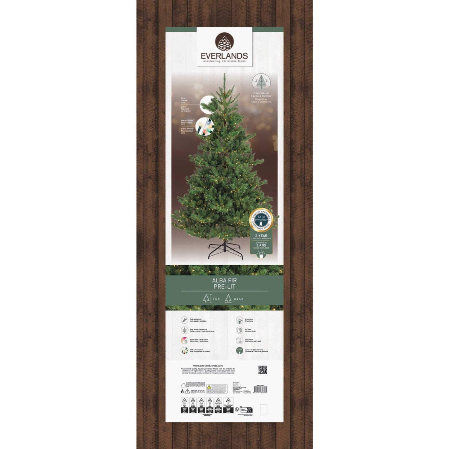 Everlands 7.5 Ft. Warm White/Multi LED Alba Fir Christmas Tree Image 2