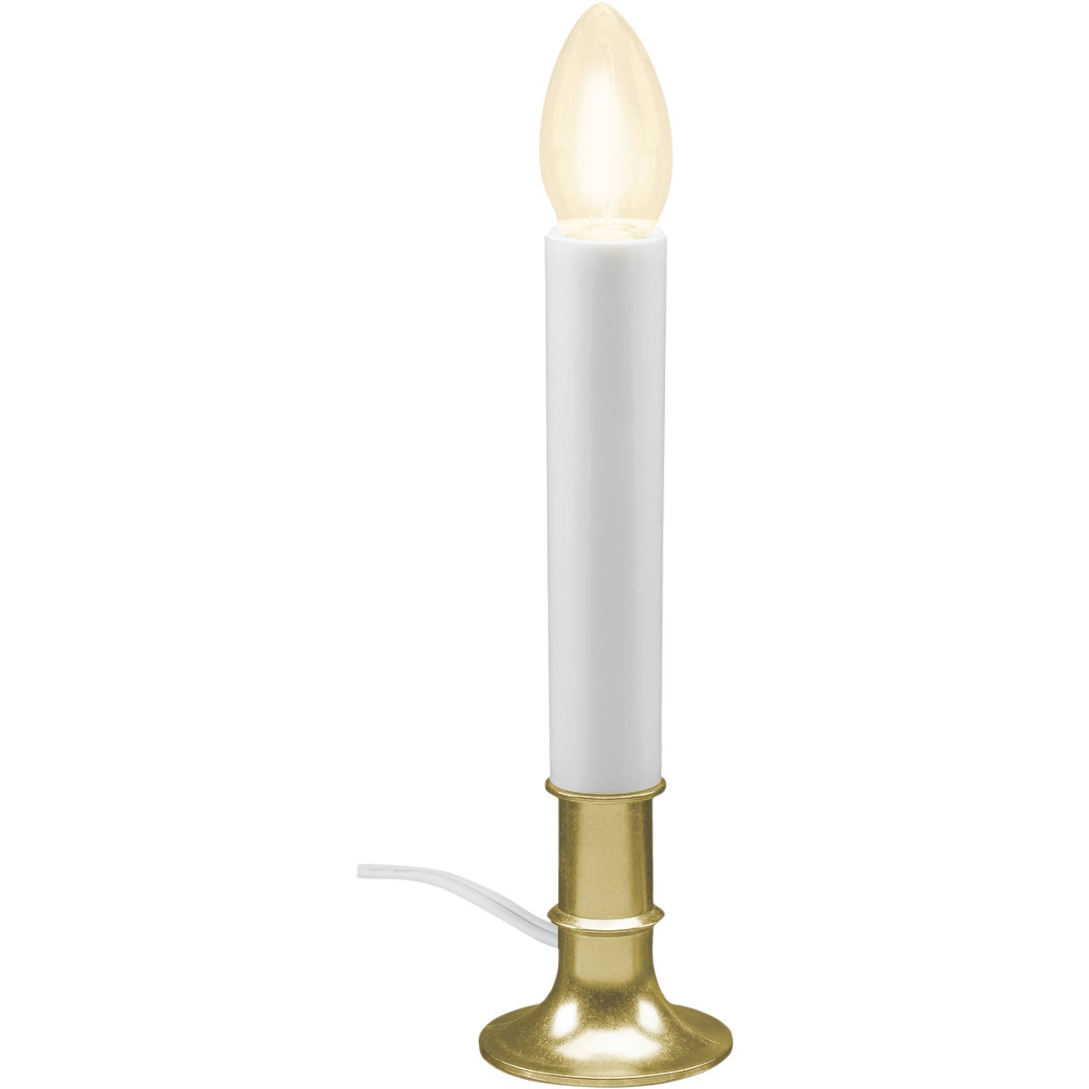 Xodus 8 In. H. x 1.75 In. D. Brass Finish Base Plug In Candle with 6 Hour Repeating Timer and Replaceable LED C7 Bulb Image 3