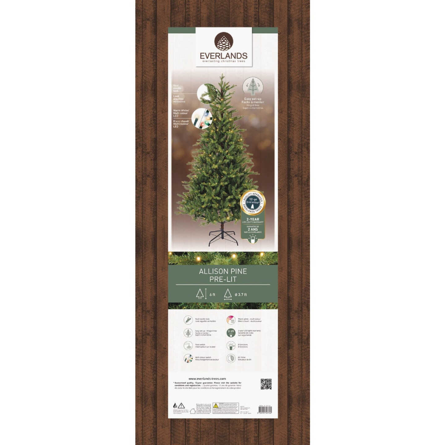 Everlands 6 Ft. Warm White/Multi LED Allison Pine Christmas Tree Image 4