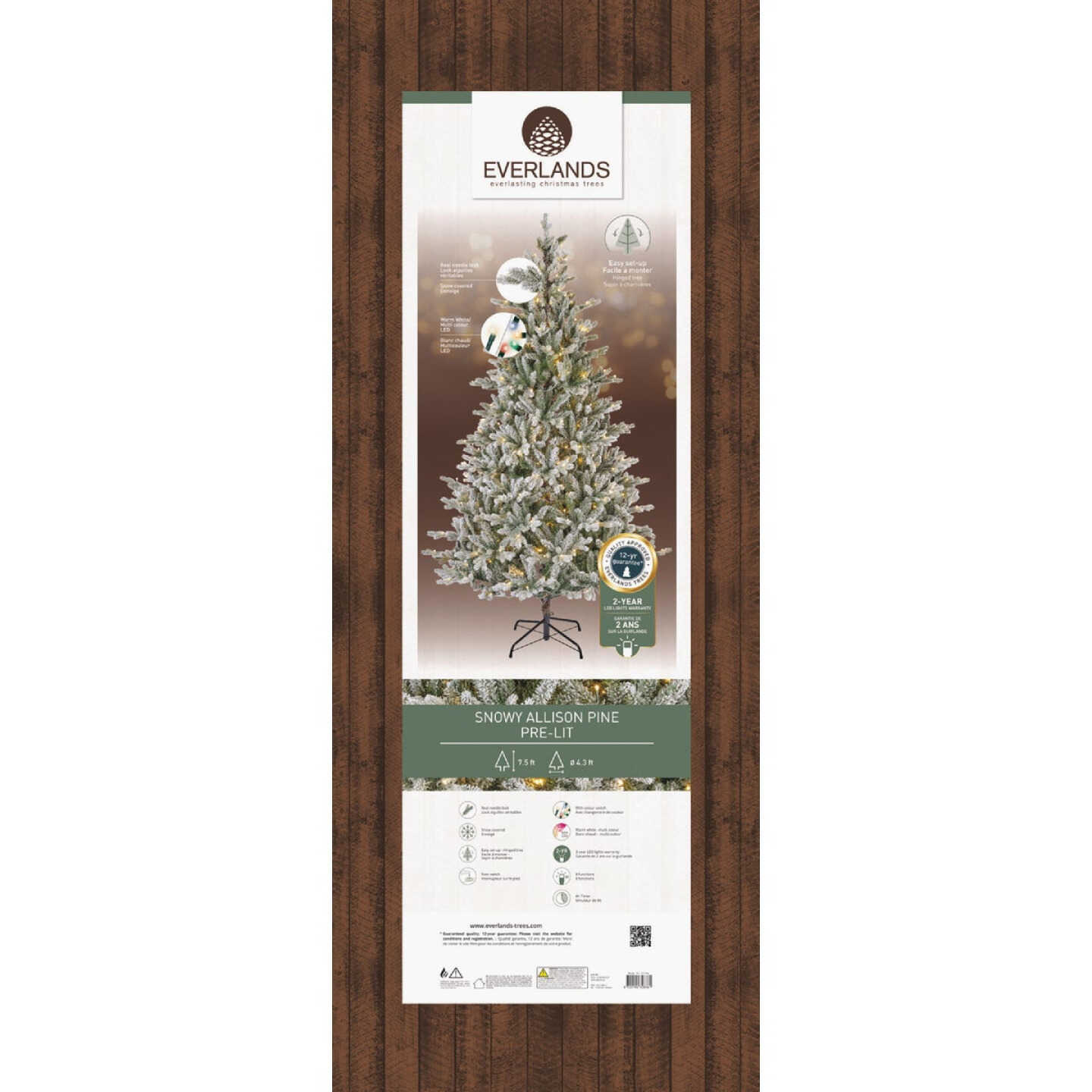 Everlands 7.5 Ft. Warm White/Multi LED Allison Pine Christmas Tree Image 3