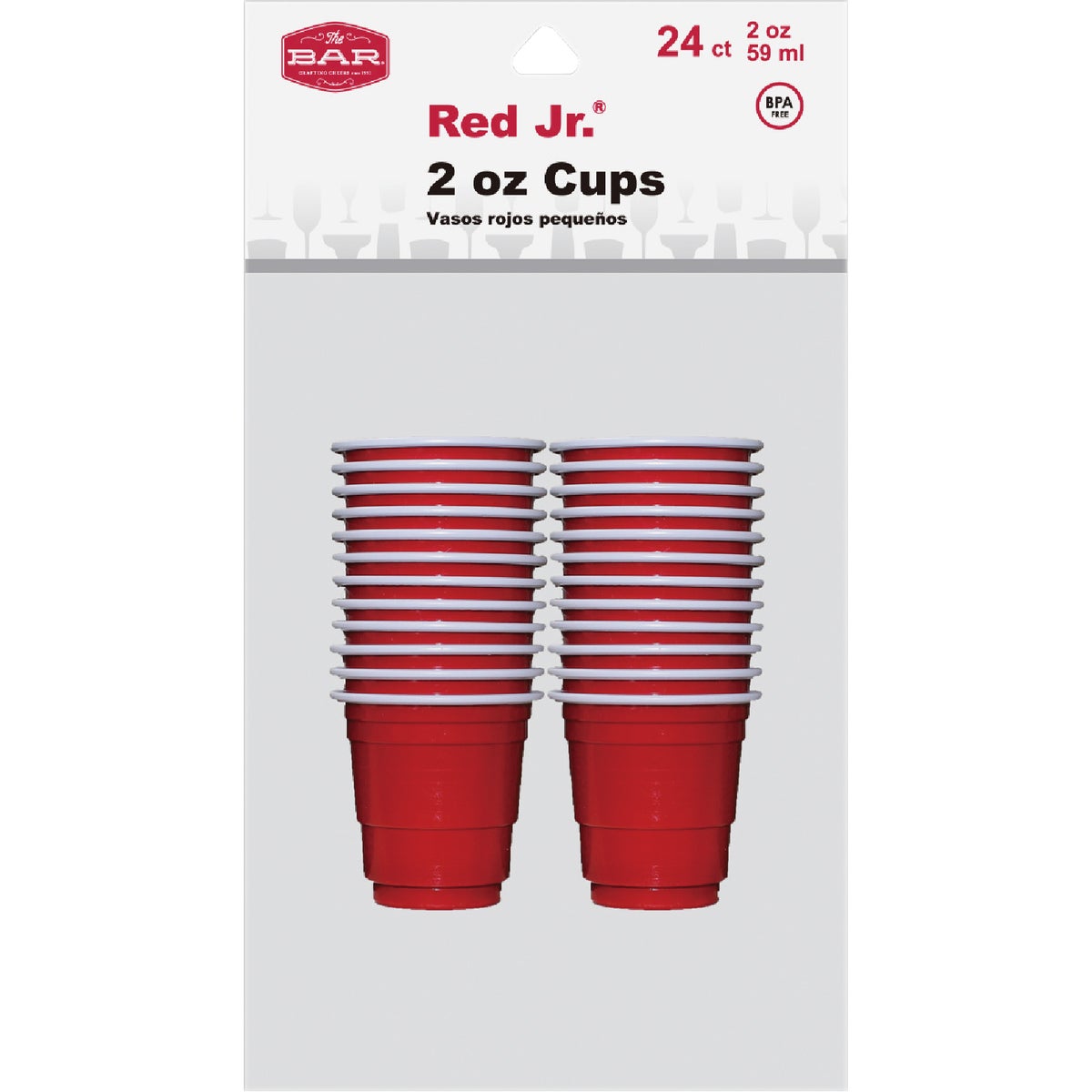 The Bar Red Jr. 2 Oz. Red Plastic Cups (24-Pack)