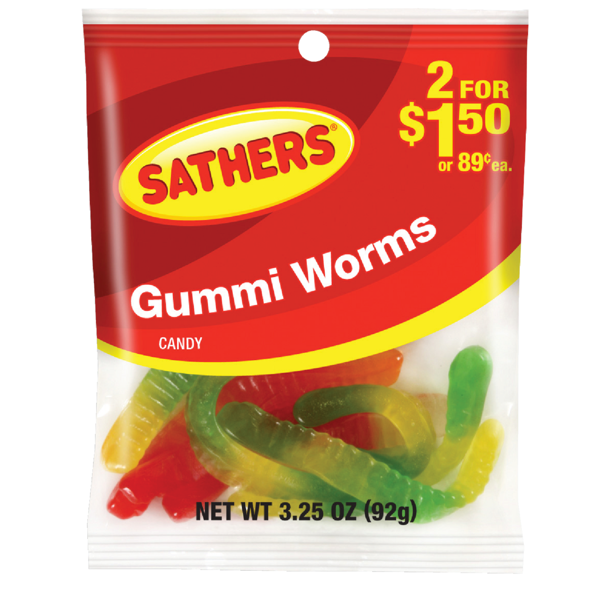 Gurley's Assorted Fruit Flavors 3 Oz. Gummy Worms