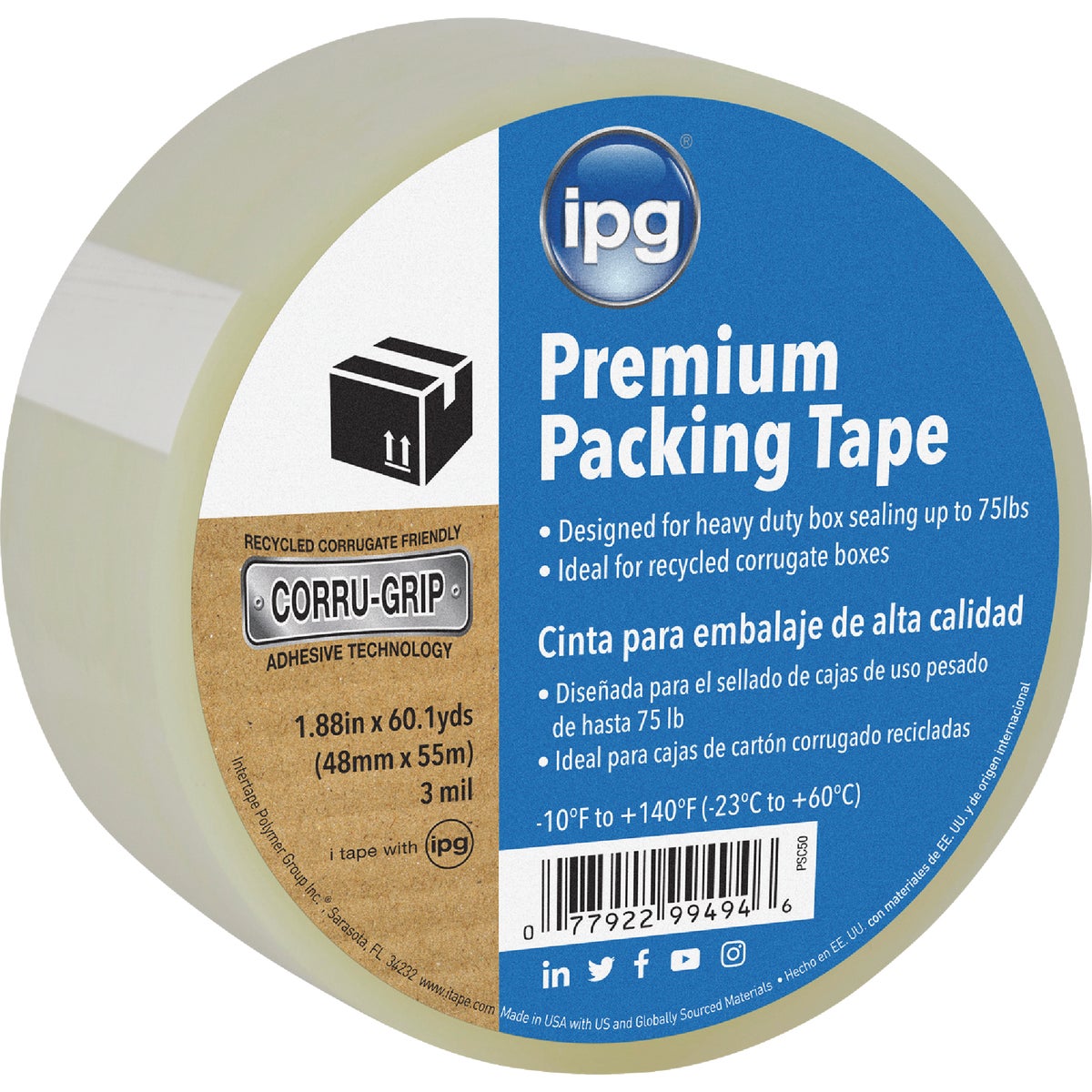 IPG 1.88 In. X 60.1 Yd. Premium Clear Packing Tape