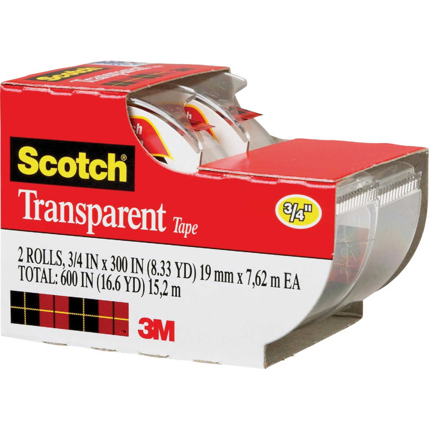 Scotch Transparent Tape, 3/4 In. x 250 In. (2-Pack) Image 1