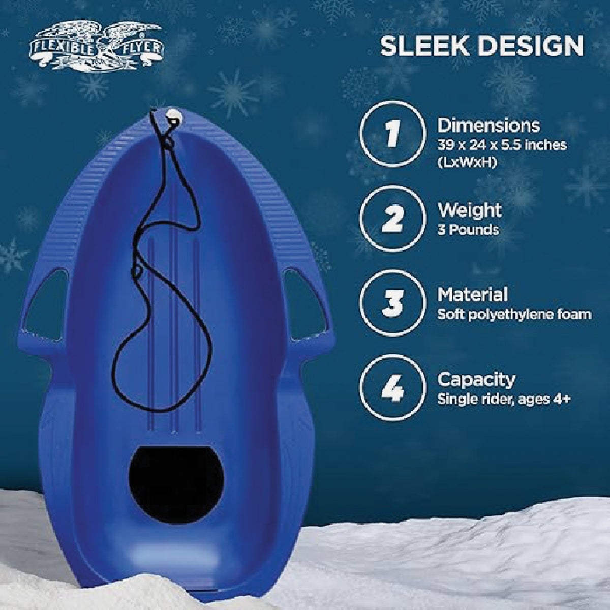 Flexible Flyer Spitfire Polyethylene 39 In. Snow Sled Image 3