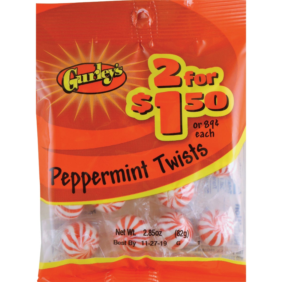 Gurley's 2.85 Oz. Peppermint Twists