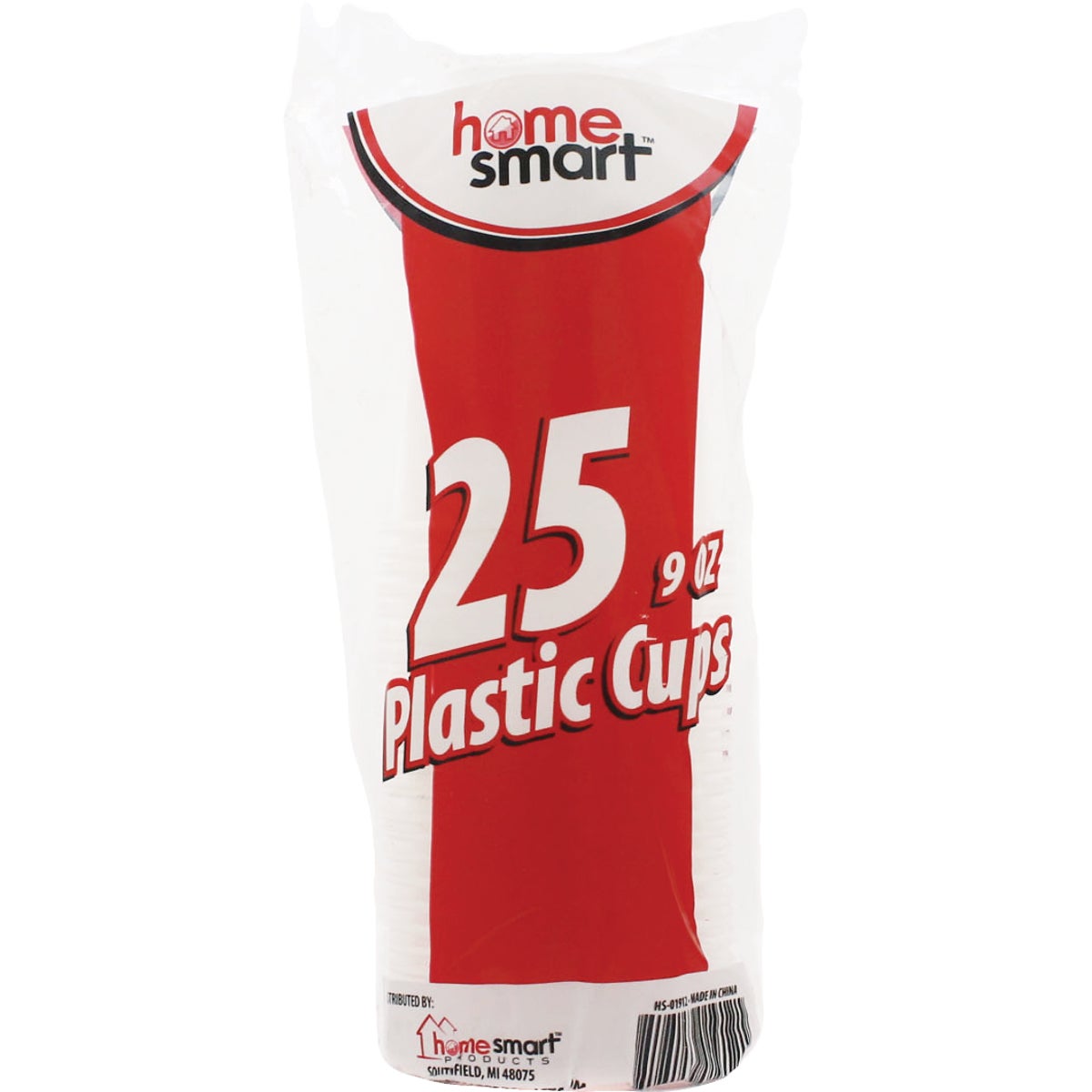 Home Smart 9 Oz. Clear Plastic Cups (25-Pack)