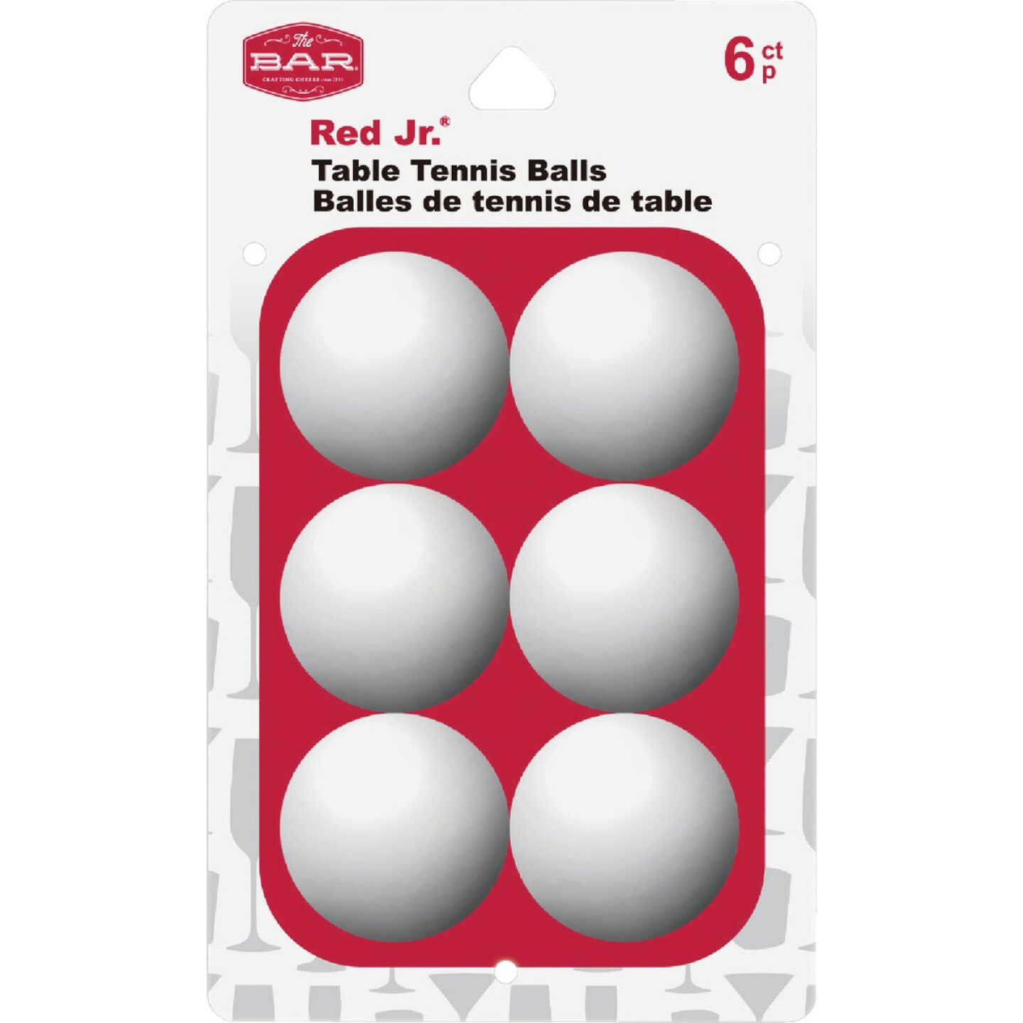 The Bar Red Jr. White Table Tennis Balls (6-Pack) Image 1