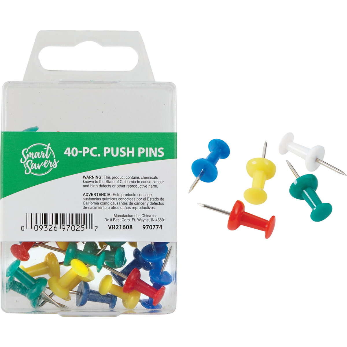Smart Savers Assorted Color Push Pin (120-Pack)