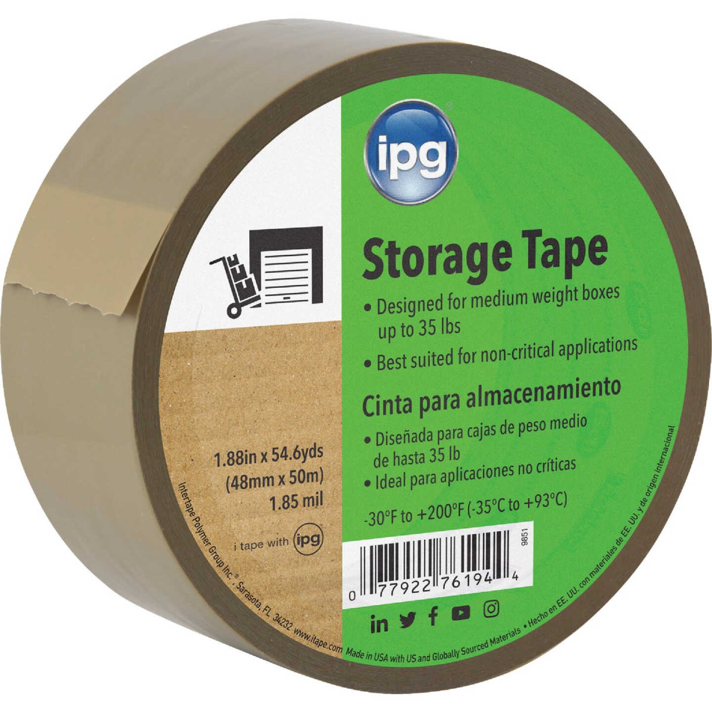 IPG 1.88 In. X 55 Yd. Tan Sealing Tape Image 1