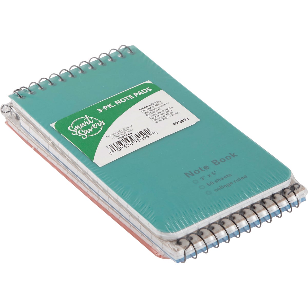 Smart Savers 3 In. x 5 In. White 50-Sheet Top Spiral Bound Note Pad (3-Pack) Image 4