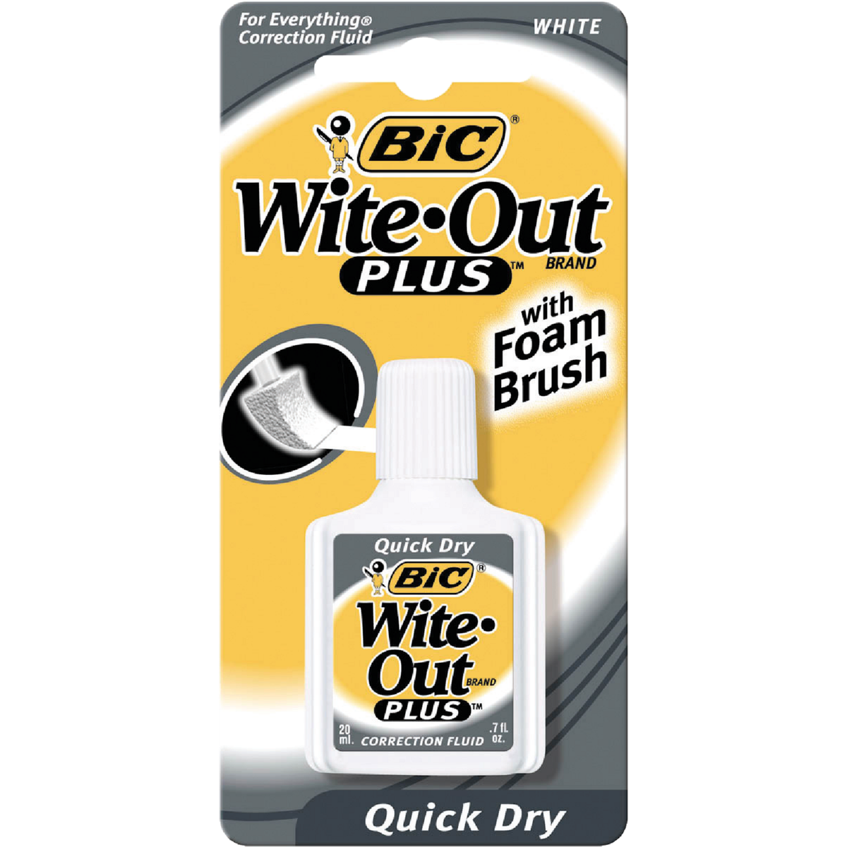 Bic Wite-Out Plus 0.7 Fl. Oz. Foam Brush Applicator Correction Fluid