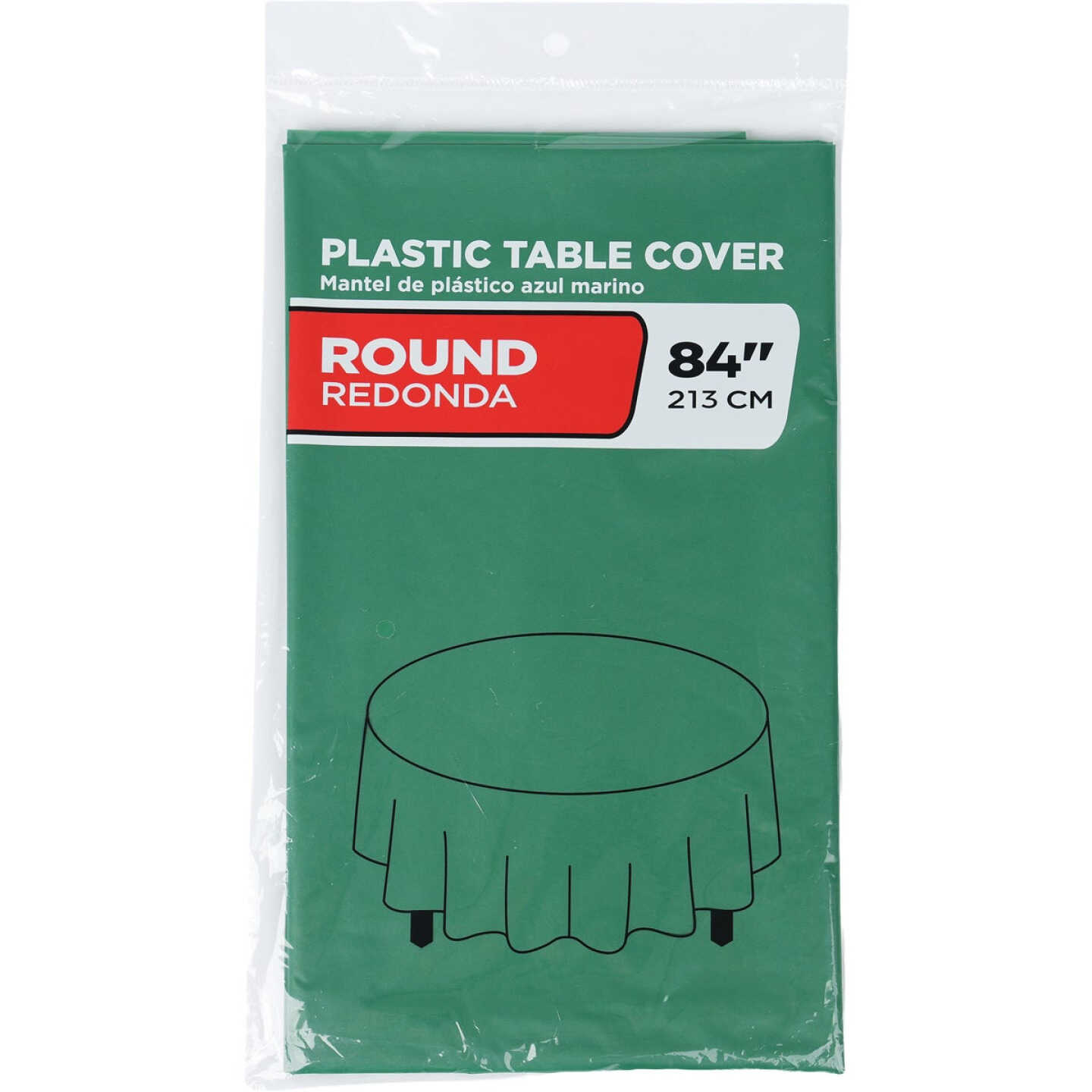 84 In. Hunter Green Round Plastic Table Cover Image 1