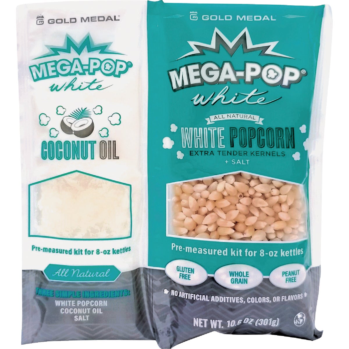 Gold Medal Mega Pop 8 Oz. All Natural White Popcorn Kit (24 Kits)