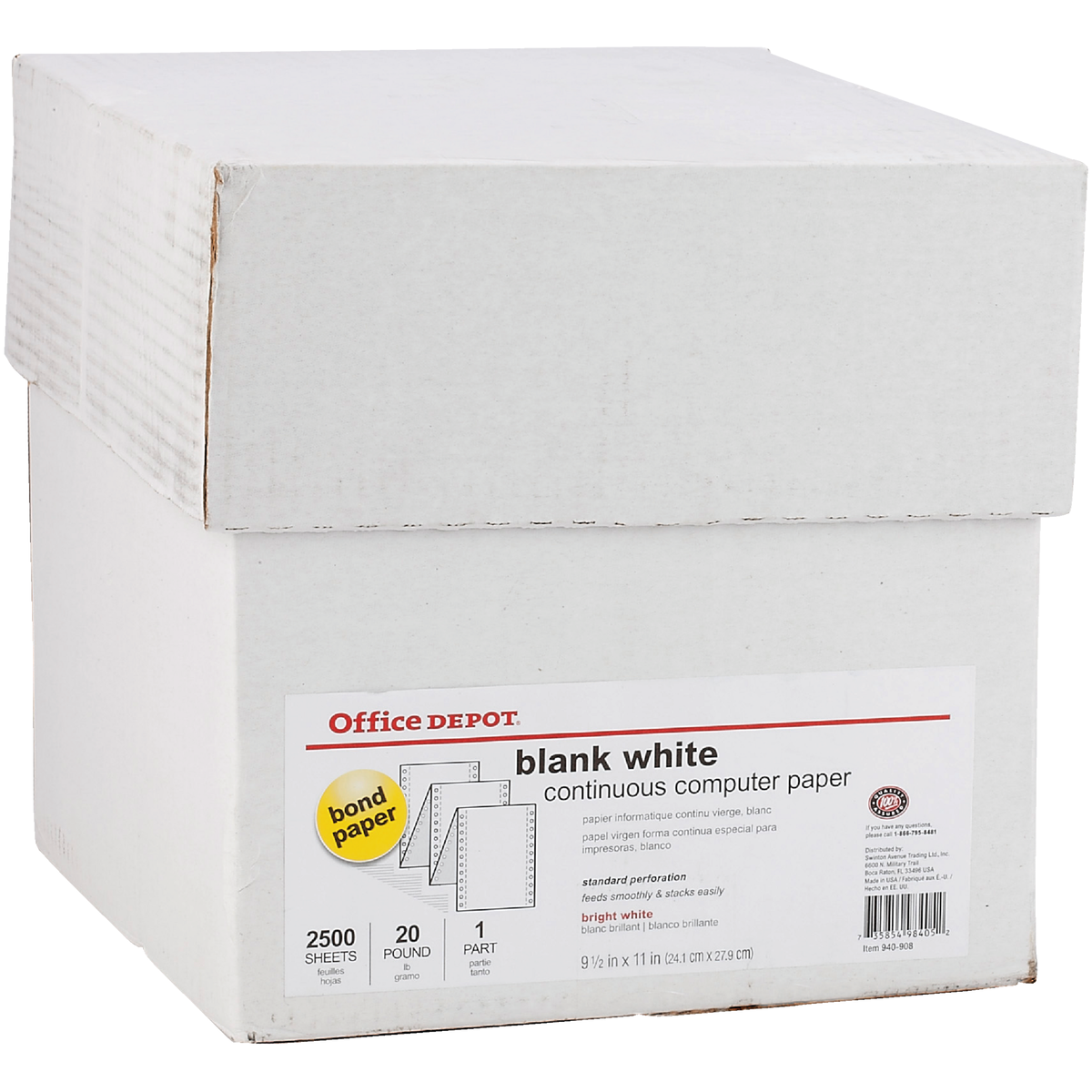 Staples 8-1/2 In. x 11 In. 20 Lb. White Blank Computer Printer Paper, 2500 Sheets Image 2