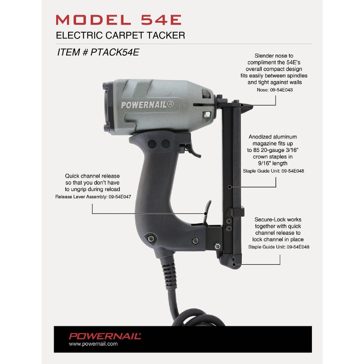 Powernail 20-Gauge 3/16 In. Electric Carpet Floor Stapler Image 5